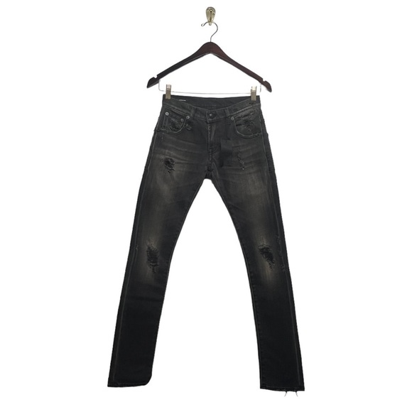 NWT R13 Skate Distressed Jeans Shredded Black 24 - Picture 4 of 13